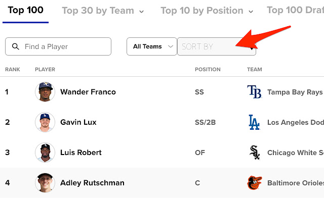 MLB.com Prospect List Sorter  from Chrome web store to be run with OffiDocs Chromium online