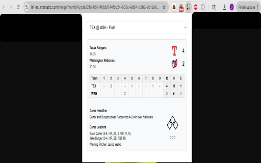 MLB Score Checker  from Chrome web store to be run with OffiDocs Chromium online