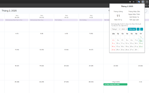 Âm lịch Google Calendar  from Chrome web store to be run with OffiDocs Chromium online
