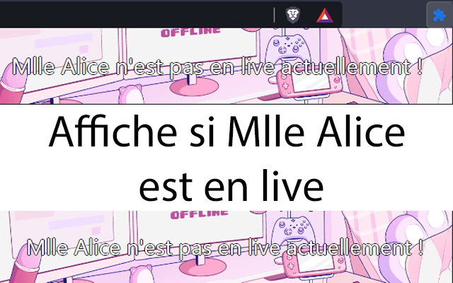 Chrome 웹 스토어의 Mlle Alice Stream Alert가 OffiDocs Chromium 온라인과 함께 실행됩니다.