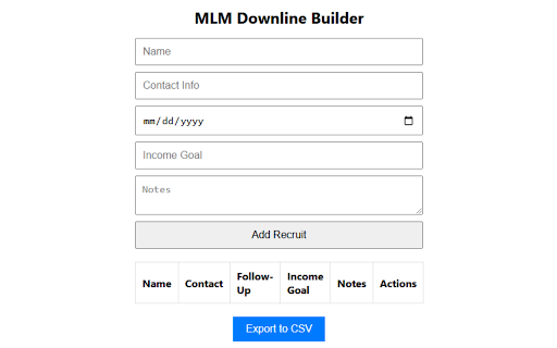 MLM Downline Builder  from Chrome web store to be run with OffiDocs Chromium online