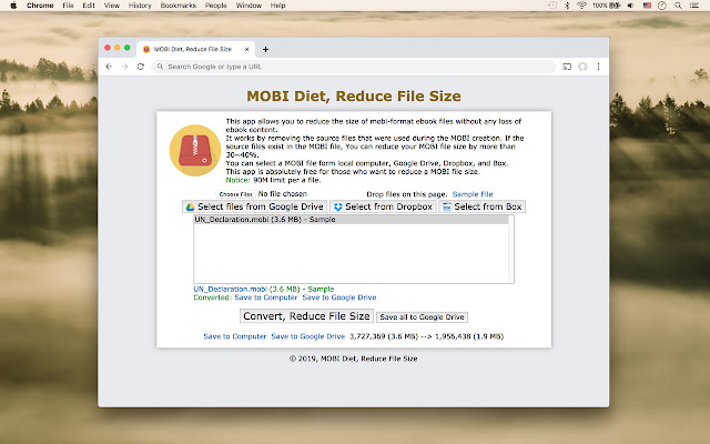 MOBI Diet, Reduce File Size  from Chrome web store to be run with OffiDocs Chromium online