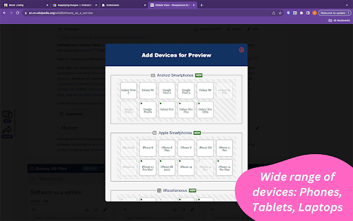 Mobile View: Test responsive designs fast  from Chrome web store to be run with OffiDocs Chromium online