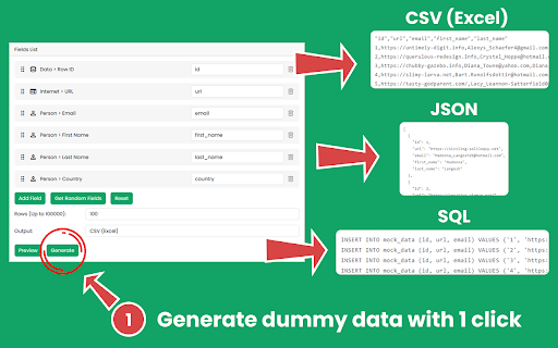 Mock data  from Chrome web store to be run with OffiDocs Chromium online