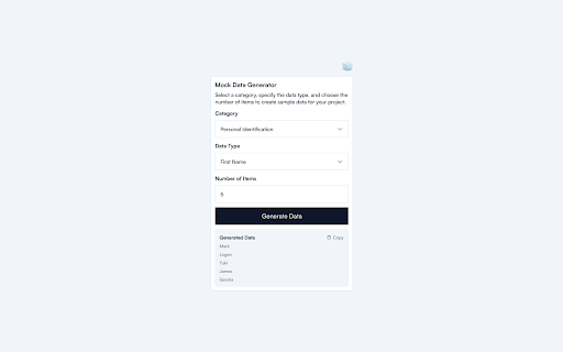 Mock Data Generator  from Chrome web store to be run with OffiDocs Chromium online