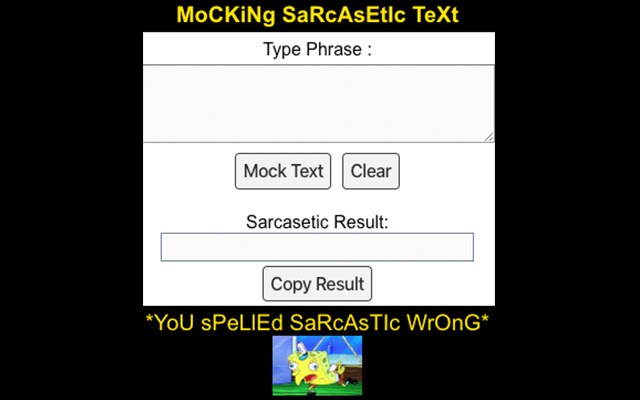 MoCKiNg SaRcAsEtIc TeXt  from Chrome web store to be run with OffiDocs Chromium online