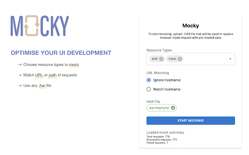 Mocky  from Chrome web store to be run with OffiDocs Chromium online