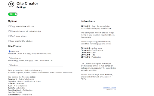 Modern Cite Creator  from Chrome web store to be run with OffiDocs Chromium online