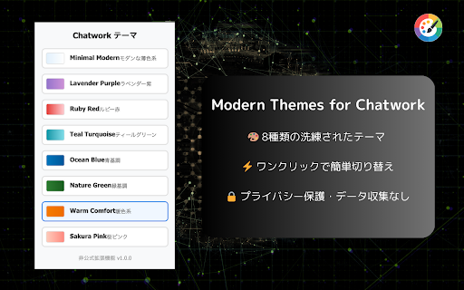 Modern Themes for Chatwork  from Chrome web store to be run with OffiDocs Chromium online