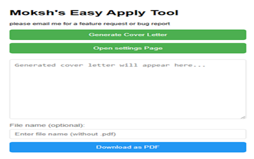 Mokshs Easy Apply  from Chrome web store to be run with OffiDocs Chromium online