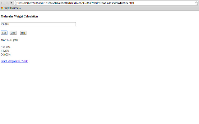 Molecular Weight Calculation  from Chrome web store to be run with OffiDocs Chromium online