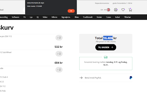 Momsfri beløb  from Chrome web store to be run with OffiDocs Chromium online