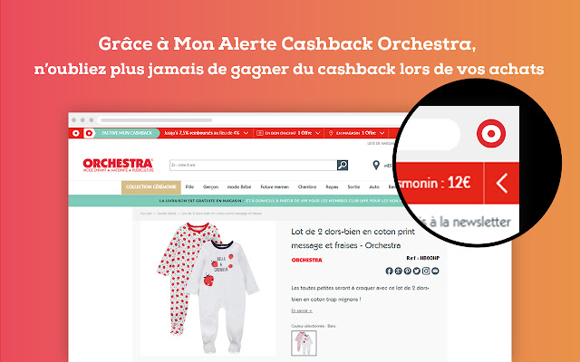 Mon alerte Cashback Orchestra  from Chrome web store to be run with OffiDocs Chromium online