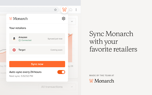 Monarch Money | Retail purchase sync  from Chrome web store to be run with OffiDocs Chromium online