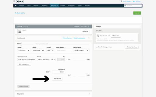 Monatsmittelkurse in bexio per Mausklick  from Chrome web store to be run with OffiDocs Chromium online