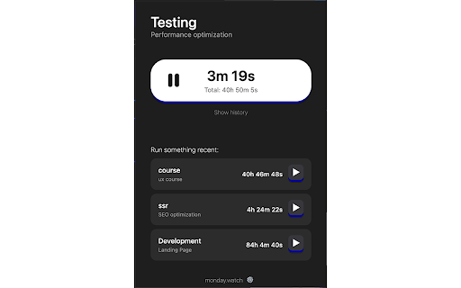Monday.Watch  from Chrome web store to be run with OffiDocs Chromium online