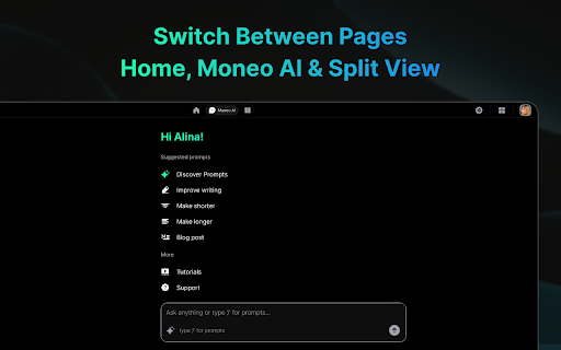 Moneo AI New Tab  from Chrome web store to be run with OffiDocs Chromium online