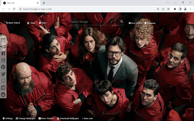 Fundalul Money Heist din magazinul web Chrome va fi rulat cu OffiDocs Chromium online