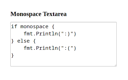 Monospace Textarea  from Chrome web store to be run with OffiDocs Chromium online