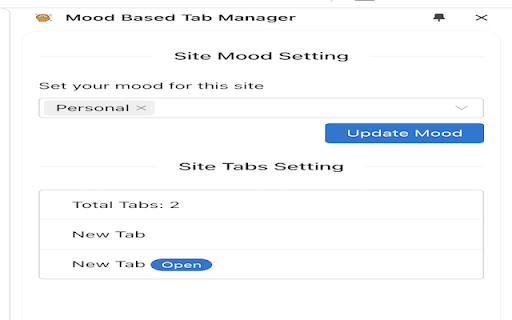 Mood Based Tab Manager  from Chrome web store to be run with OffiDocs Chromium online