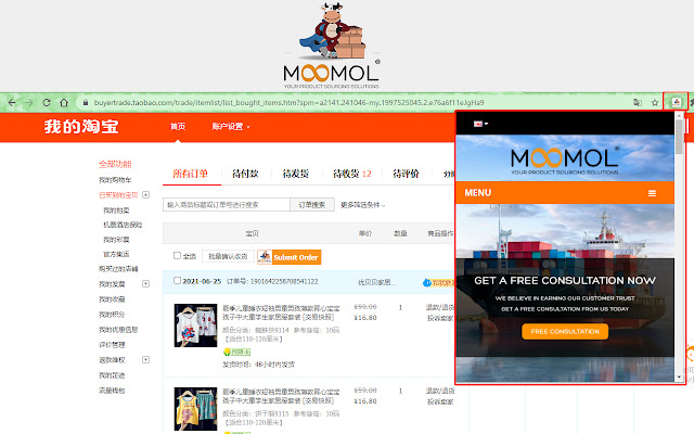 Moomol  from Chrome web store to be run with OffiDocs Chromium online