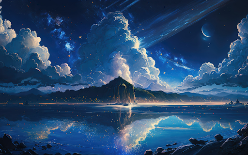 Moonlit Reflections Over the Cosmic Lake  from Chrome web store to be run with OffiDocs Chromium online