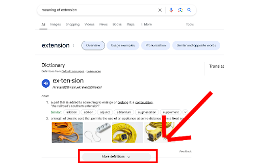 More Definitions  from Chrome web store to be run with OffiDocs Chromium online