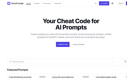 MorePrompt for Poe  from Chrome web store to be run with OffiDocs Chromium online