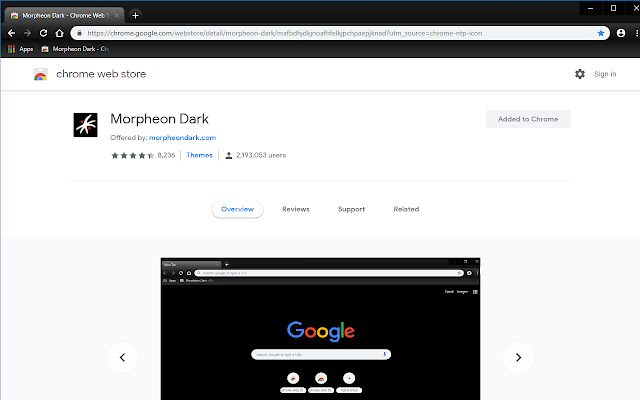 Morpheon Dark Clone with White Omnibox  from Chrome web store to be run with OffiDocs Chromium online