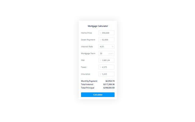 Mortgage Calculator with PMI and Taxes  from Chrome web store to be run with OffiDocs Chromium online