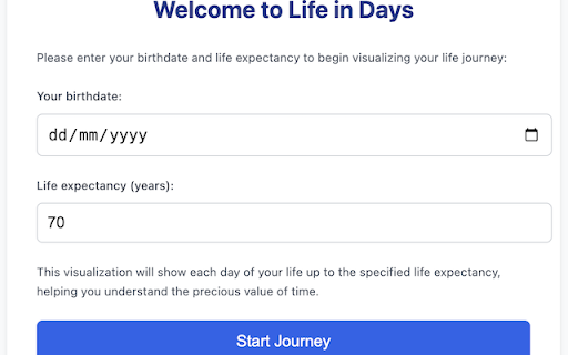 Motivation: Life in Days  from Chrome web store to be run with OffiDocs Chromium online