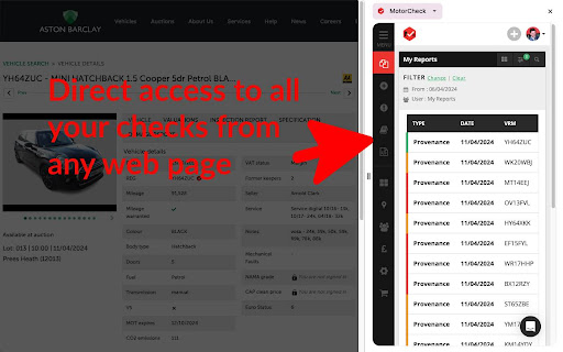 MotorCheck  from Chrome web store to be run with OffiDocs Chromium online