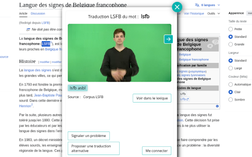 mot signe LSFB  from Chrome web store to be run with OffiDocs Chromium online
