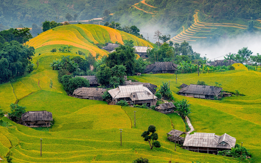 Mountains, fields and houses  from Chrome web store to be run with OffiDocs Chromium online