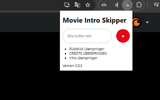 Movie Intro Skipper  from Chrome web store to be run with OffiDocs Chromium online
