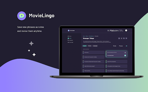 MovieLingo: Learn languages with Netflix  from Chrome web store to be run with OffiDocs Chromium online