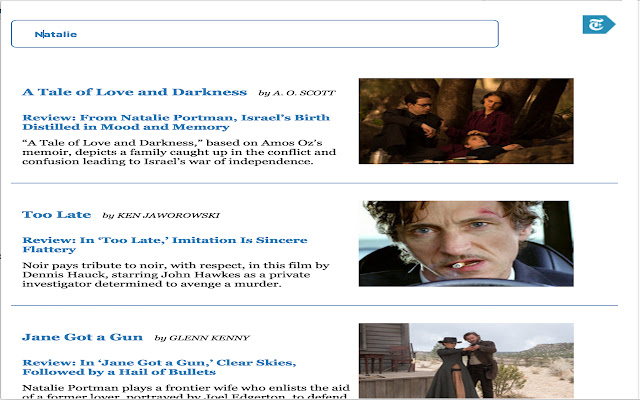 Movie Reviews from the New York Times API  from Chrome web store to be run with OffiDocs Chromium online
