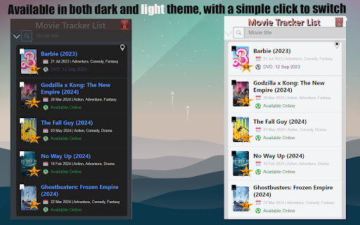Movie Tracker List  from Chrome web store to be run with OffiDocs Chromium online