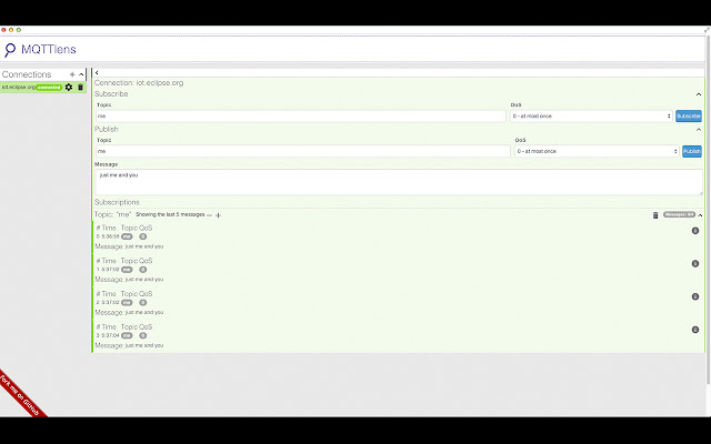 MQTTLens  from Chrome web store to be run with OffiDocs Chromium online