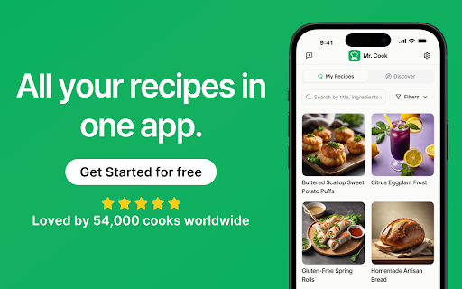 Mr. Cook Recipe Manager  from Chrome web store to be run with OffiDocs Chromium online