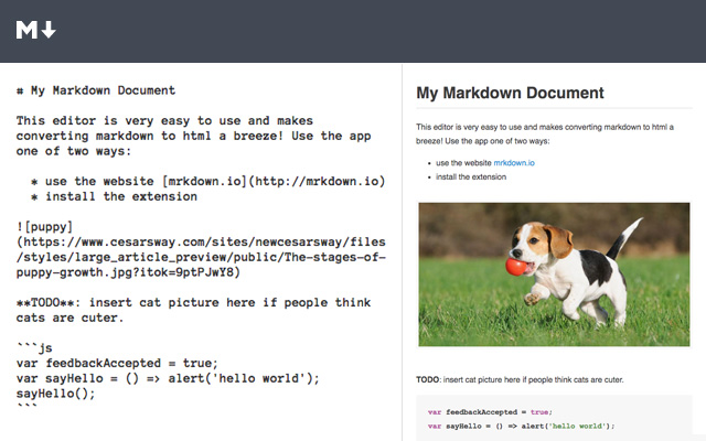 Mrkdown.io Markdown Editor  from Chrome web store to be run with OffiDocs Chromium online