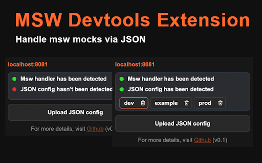 MSW Devtools Extension  from Chrome web store to be run with OffiDocs Chromium online