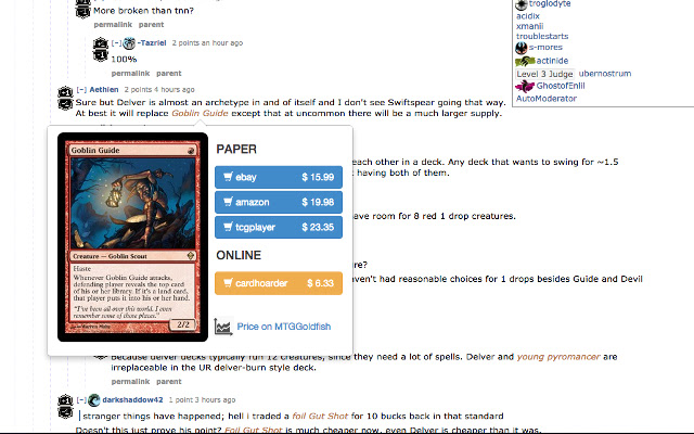 MTG Prices by MTGGoldfish  from Chrome web store to be run with OffiDocs Chromium online
