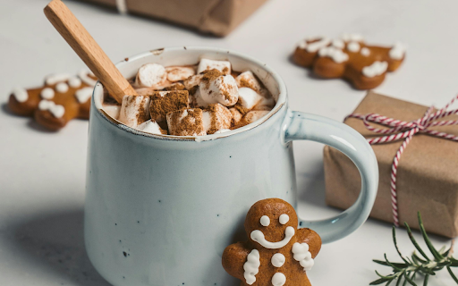 Mug of Marshmallow Drink and Gingerbread  from Chrome web store to be run with OffiDocs Chromium online