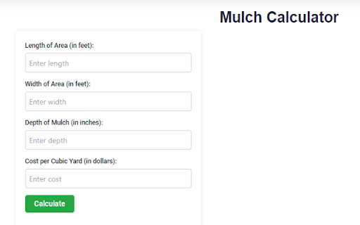Mulch Calculator  from Chrome web store to be run with OffiDocs Chromium online