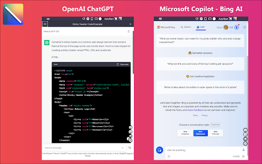 Multi AI Sidebar  from Chrome web store to be run with OffiDocs Chromium online