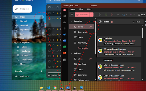 Multi Email/App Taskbar/Dock PWA Unread Badge  from Chrome web store to be run with OffiDocs Chromium online