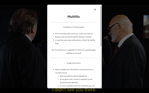 Multiflix  from Chrome web store to be run with OffiDocs Chromium online