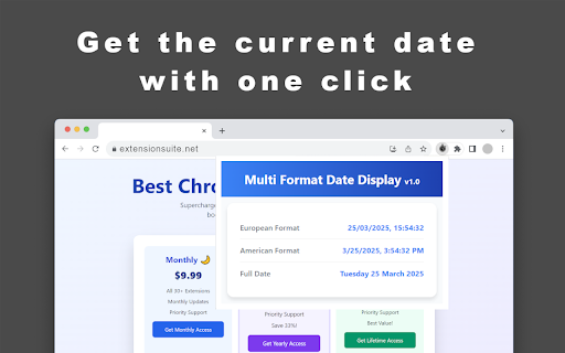 Multi Format Date Display  from Chrome web store to be run with OffiDocs Chromium online