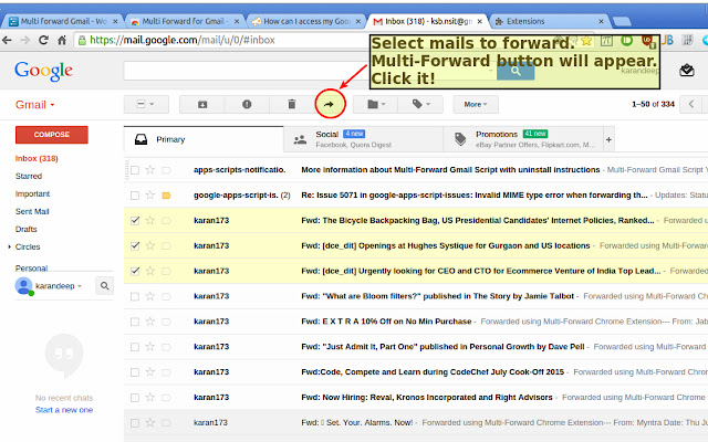 Multi Forward for Gmail  from Chrome web store to be run with OffiDocs Chromium online